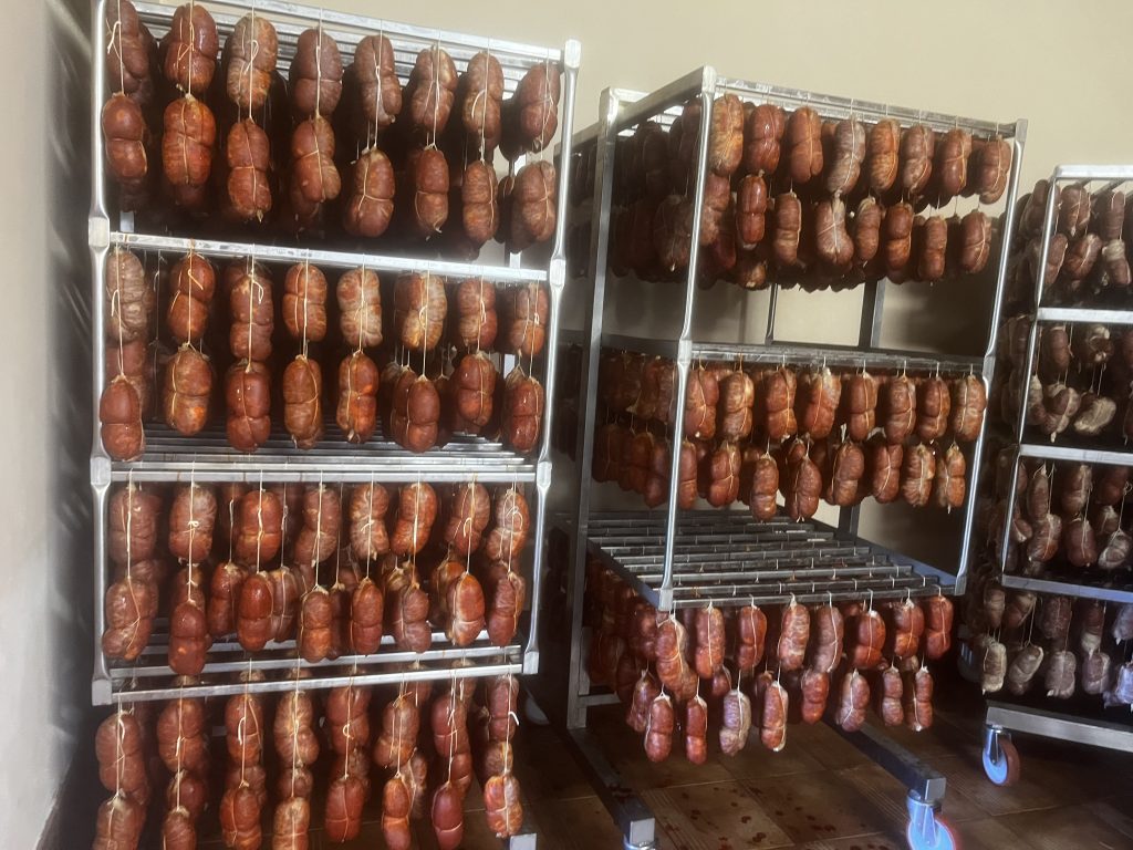 'nduja maturing in the smoke house
